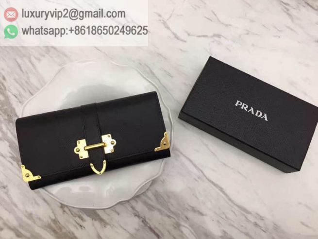 PRADA Black Saffiano Flap 1MH132 Women Wallets