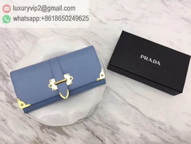 PRADA Blue Saffiano Flap 1MH132 Women Wallets