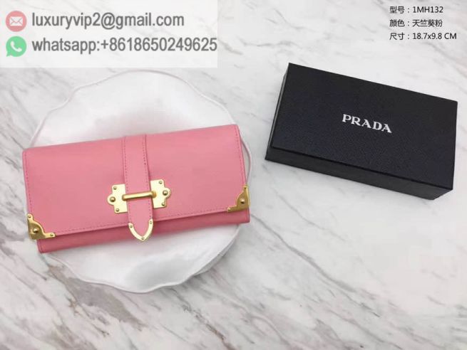 PRADA PinkSaffiano Flap 1MH132 Women Wallets