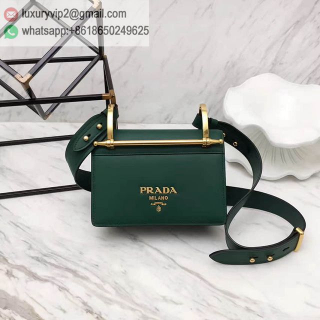 PRADA Green Leather 1BD075 Women Shoulder Bags