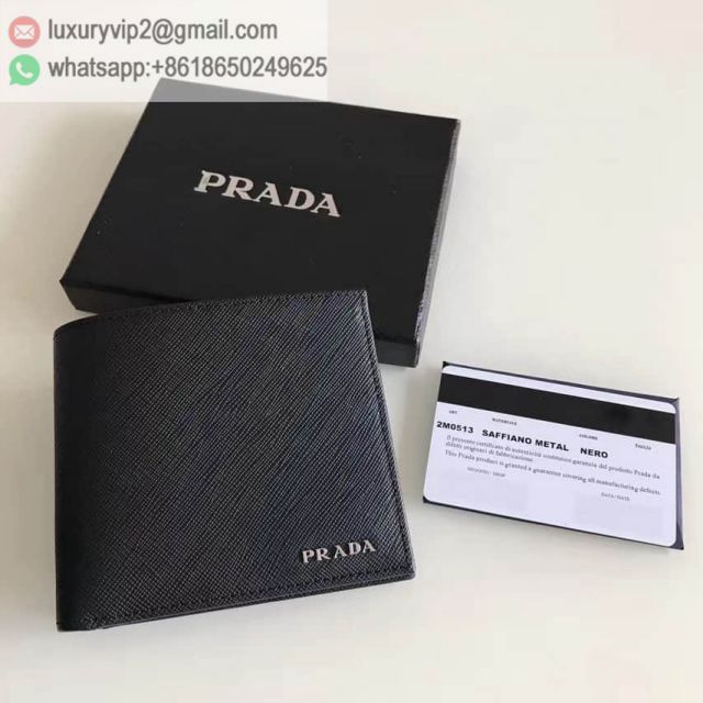 PRADA Black Leather Short 2M0513 Men Wallets