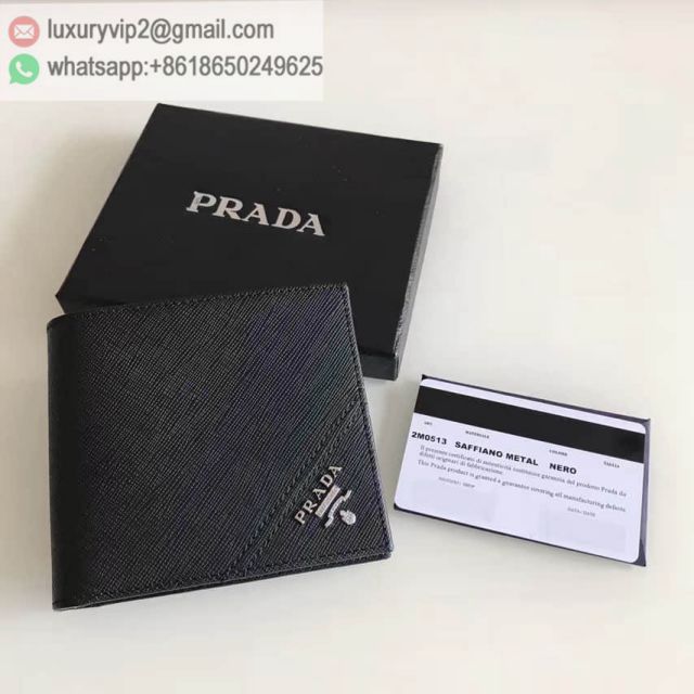 PRADA Black Leather Short 2M0513 Men Wallets