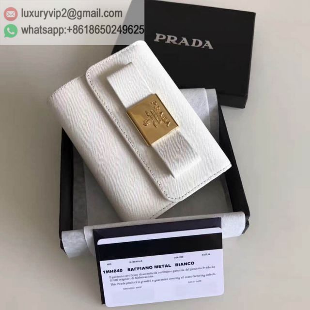 PRADA White Leather Short 1MH840 Women Wallets