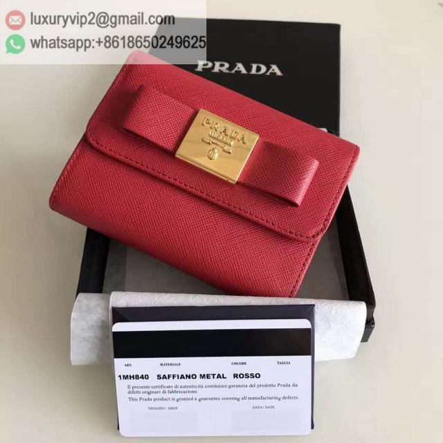 PRADA Red Leather Short 1MH840 Women Wallets