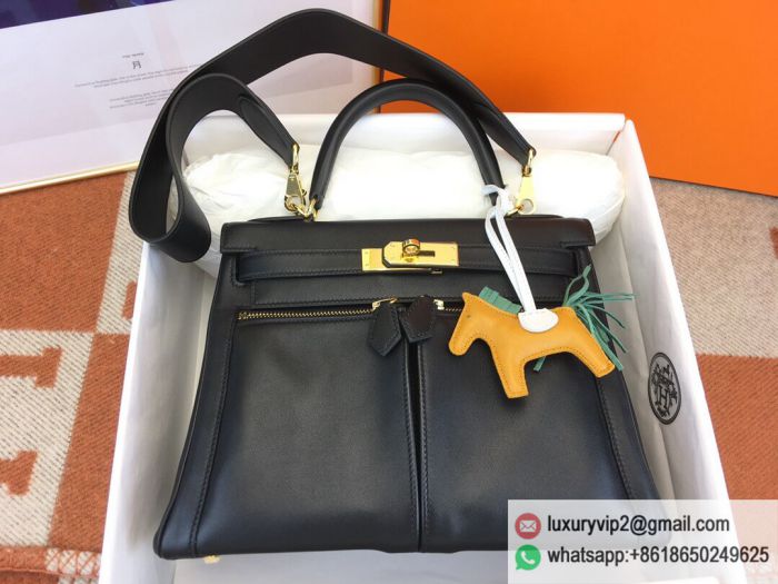 Hermes kelly lakis 28cm swift Black Tote Bags