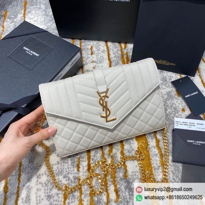 YSL MONOGRAM MIX MATELASS Chain 620280 White Shoulder Bags