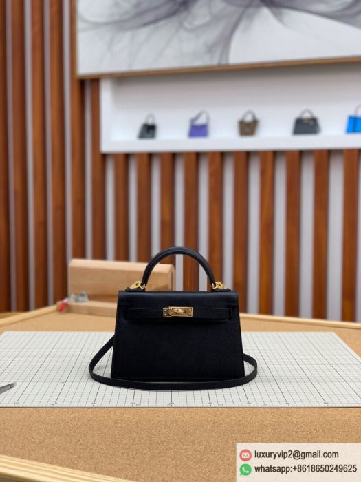 Hermes Mini Kelly Black Tote Bags