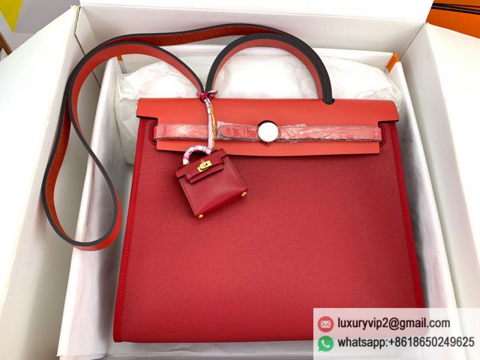 Hermes Herbag 31 Red Tote Bags