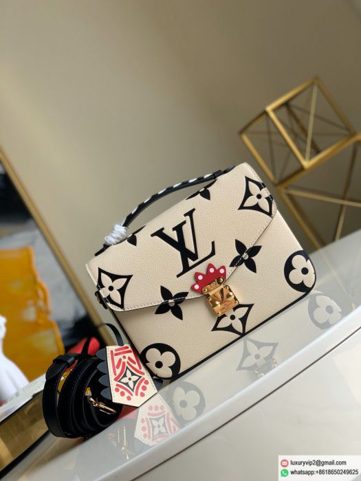 LV M45384 CRAFTY POCHETTE METIS Embossed Leather Messenger Bags White Shoulder Bags