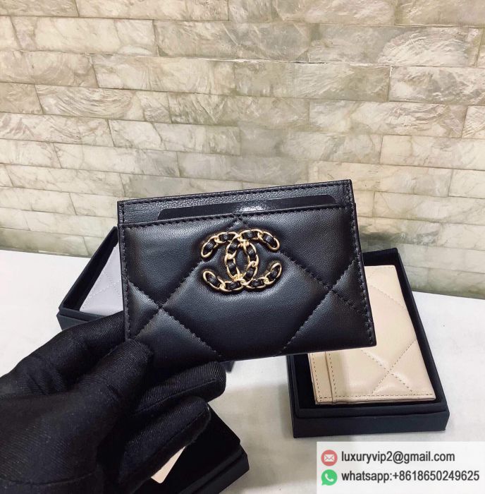 CC 19 Sheepskin Gold cc logo AP1167 Black Card Holders