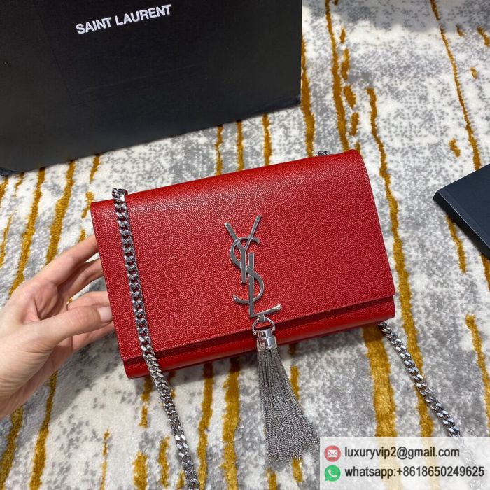 Saint Laurent YSL KATE 20 Chain 474366 Red Silver Buckle Shoulder Bags