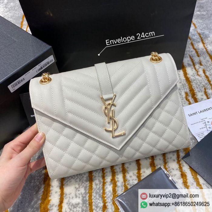 Saint Laurent YSL ENVELOPE 24 envelope 487206 White Gold Buckle Shoulder Bags