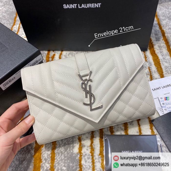 Saint Laurent YSL ENVELOPE 21 envelope 526286 White Silver Buckle Shoulder Bags