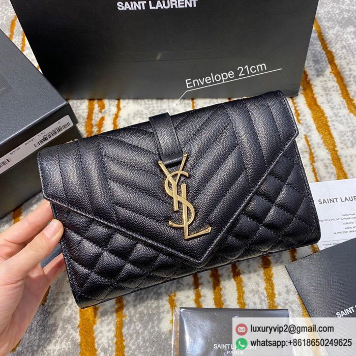 Saint Laurent YSL ENVELOPE 21 envelope 526286 Black Gold Buckle Shoulder Bags