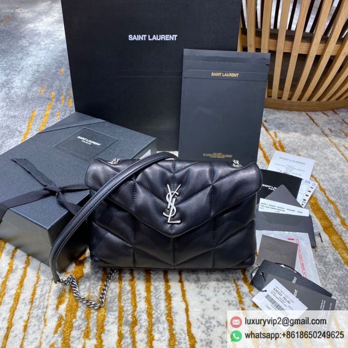 Saint Laurent YSL LOULOU PUFFER mini Lambskin 620333 Black Shoulder Bags