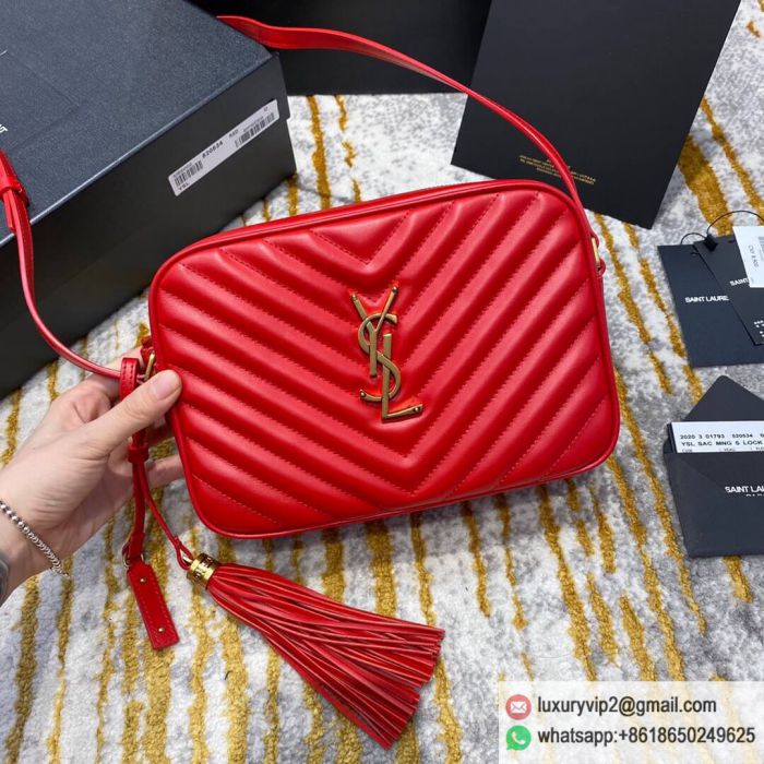 Saint Laurent YSL LOU 23CM Crossbody Camera Bags 520534 Red Gold Buckle Shoulder Bags