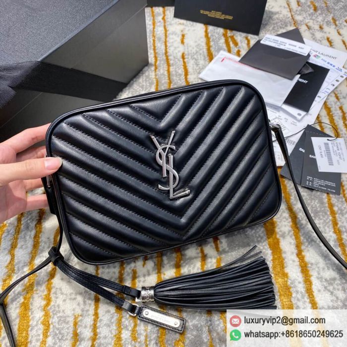 Saint Laurent YSL LOU 23CM Crossbody Camera Bags 520534 Black Silver Buckle Shoulder Bags