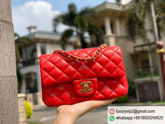 CC Cf mini20 Lambskin Red Shoulder Bags