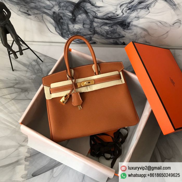 Hermes Birkin 30cm Gold Gold Brown Tote Bags