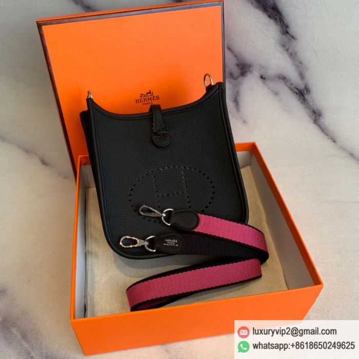 Hermes in stock Mini Evelyn 17cm togo ck89 Black Shoulder Bags