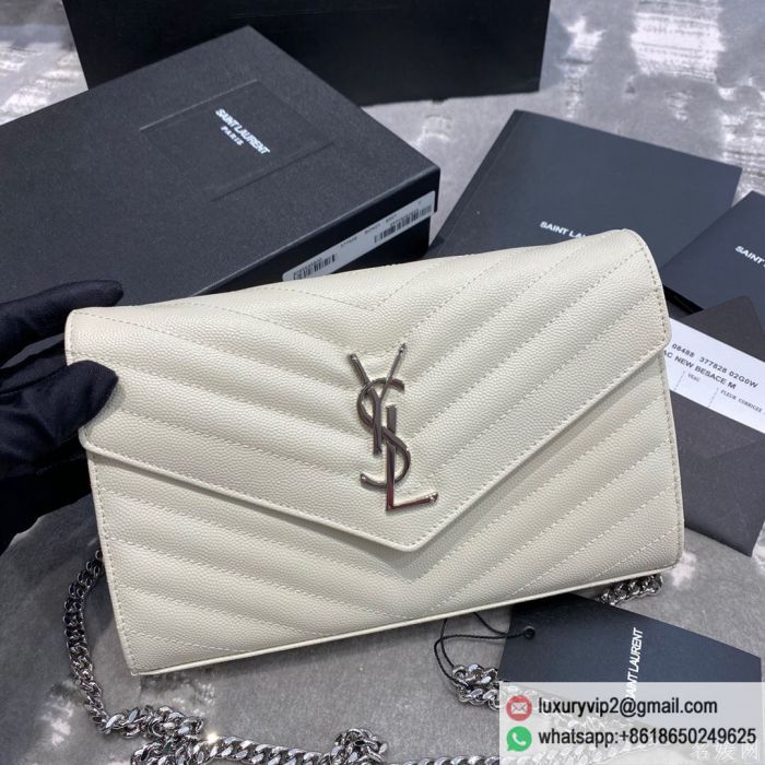 YSL MONOGRAM Chain Crossbody 377828 White Shoulder Bags