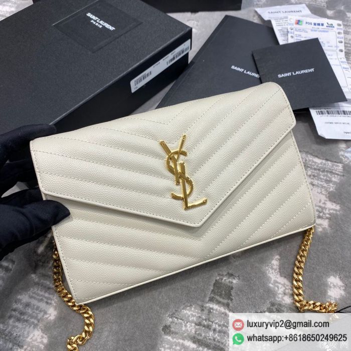 YSL MONOGRAM Chain Crossbody 377828 White Shoulder Bags