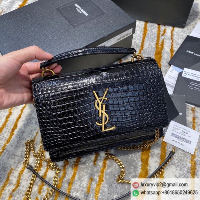 YSL SUNSET Crocodile pattern Chain 533026 Shoulder Bags