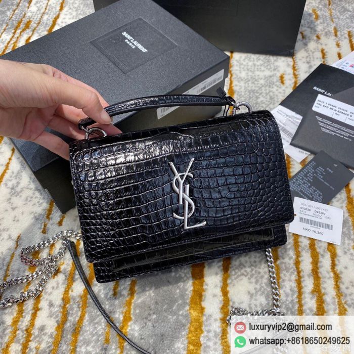 YSL SUNSET Crocodile pattern 533026 Shoulder Bags