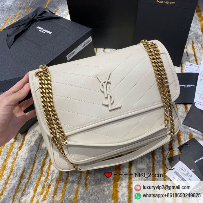 YSL NIKI Medium 498894 White Shoulder Bags