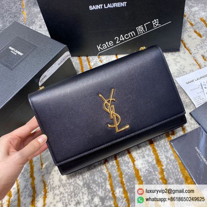 YSL KATE Crossbody Chain 354021 Black Gold Buckle Shoulder Bags