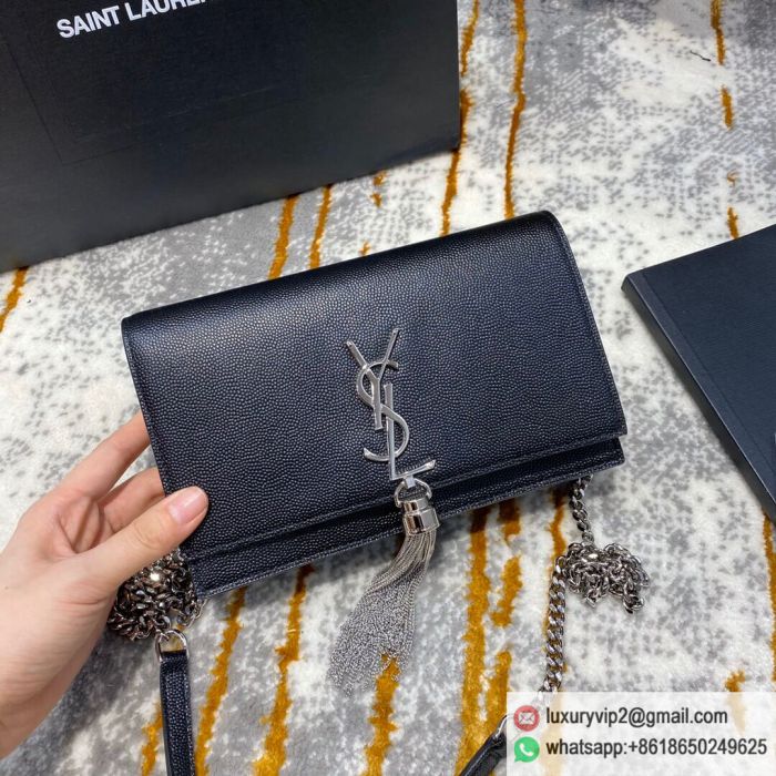 YSL MONOGRAM KATE Chain 452159 Black Silver Buckle Shoulder Bags