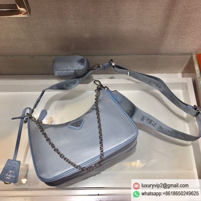 Prada 2020 Nylon Hobo 3-in-1 Chain 1BH204 Shoulder Bags