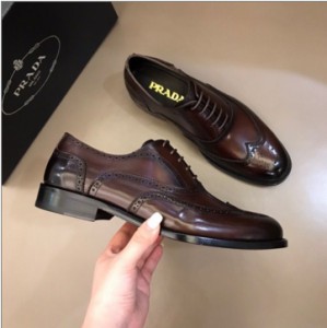 PRADA calfskin classic carved men's business Shoes