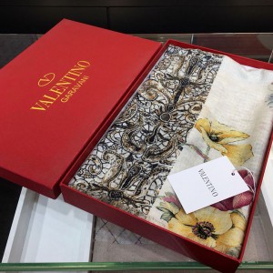 Valentino Flower Double Combination 100% Top Pure Cashmere Scarf