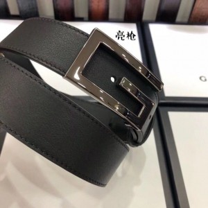 Gucci belt Gucci Unisex full leather black gold buckle silver buckle gun buckle GG belt