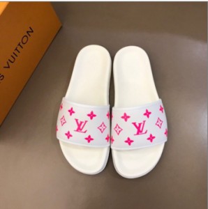 LV 2020 new color upper leather upper layer leather L home new men's slippers