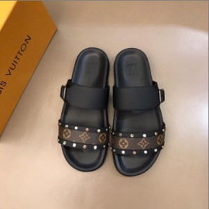 LV material luxury men's slippers