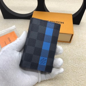 LV new black grid pocket men's money clip Wallet