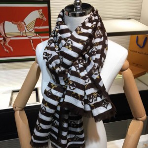 LV scarf Louis Vuitton striped pattern 100% pure cashmere scarf