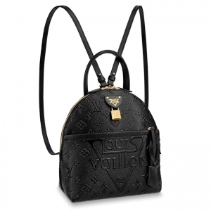 LV ladies backpack MOON backpack Monogram Midnight embossed canvas M44945 black