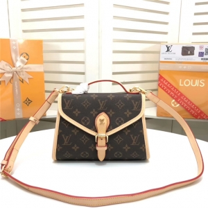 LV old flower fan-shaped buckle Kelly ladies shoulder bag