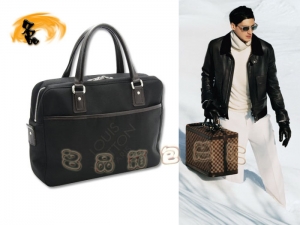 M93082 LV black men canvas Handbag