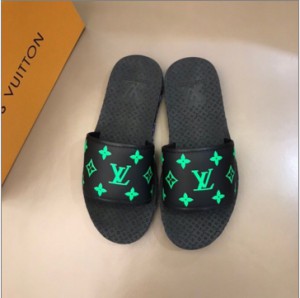 LV 2020 new color upper leather upper leather men's black slippers