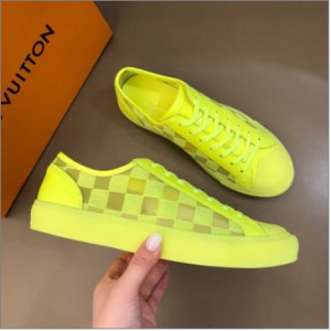 LV 2020ss summer yellow men's tattoo transparent mesh sneakers