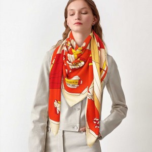 Hermes scarf Hermes 'horse head shape' cashmere silk scarf