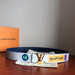 LV belt lnitiales belt white reversible belt 40mm