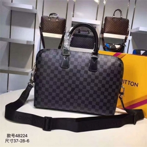 LV checkerboard briefcase counter new Damier Ebene canvas material portable diagonal men's bag