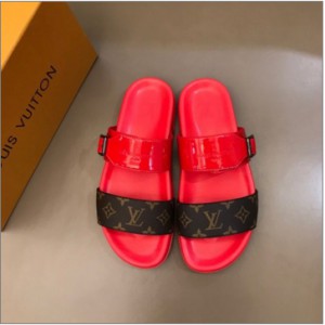 LV material luxury men's presbyopia red slippers