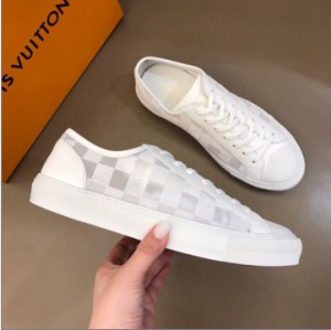 LV 2020ss summer white men's tattoo transparent mesh sneakers