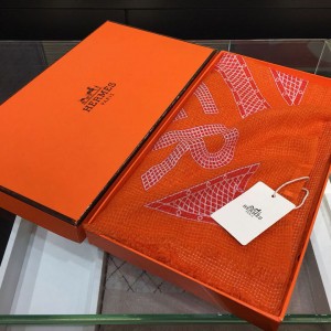 Hermes geometric flower bed 100% top pure cashmere scarf